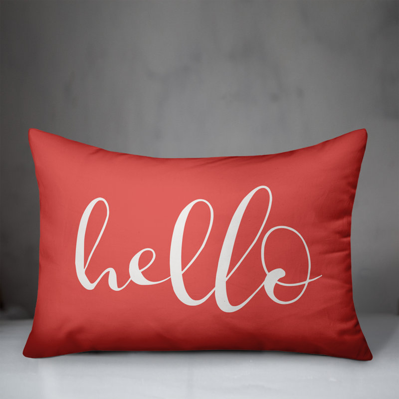 Hello Outdoor Rectangular Pillow Cover & Insert, Coral