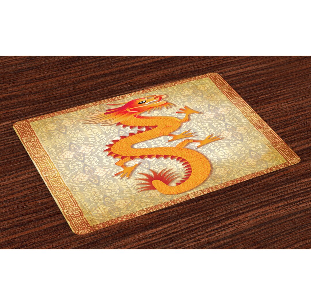 Platzmatten, Chinese Folk-Elemente, Drachen, Orange Vermilion Aprikose