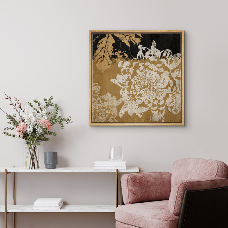 Impression sur toile à motif floral de chambre à coucher grunge abstraite, H 16 po x l 16 po, Naturel