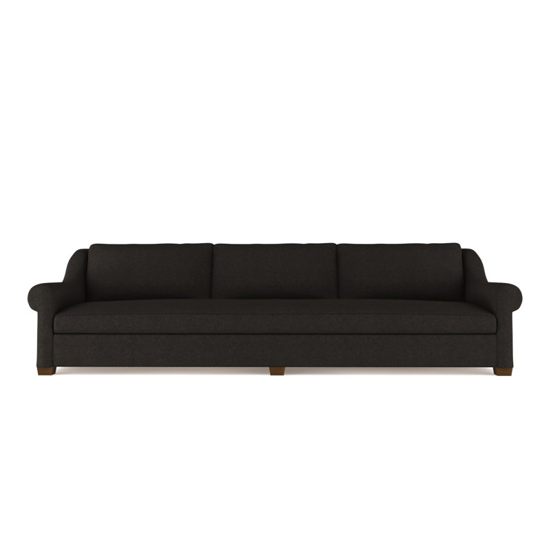 Thompson Rolled Slope-Arm Sofa, 32" H x 120" W x 46" D, Ebony, Plush Velvet Chocolate