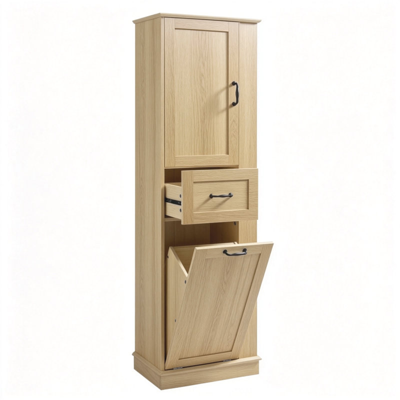 Grande armoire de rangement moderne avec compartiment inclinable et tablettes réglables, rangement latéral à gauche et à droite