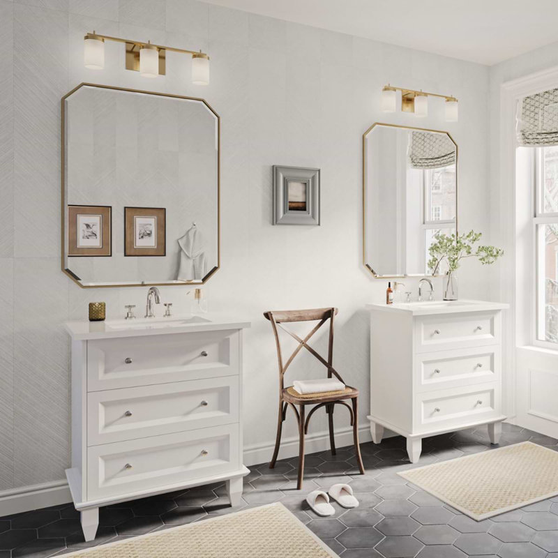 Nora 24" Freestanding Standard Single Bathroom Vanity with Top, White, White Carrara Marble, 36"