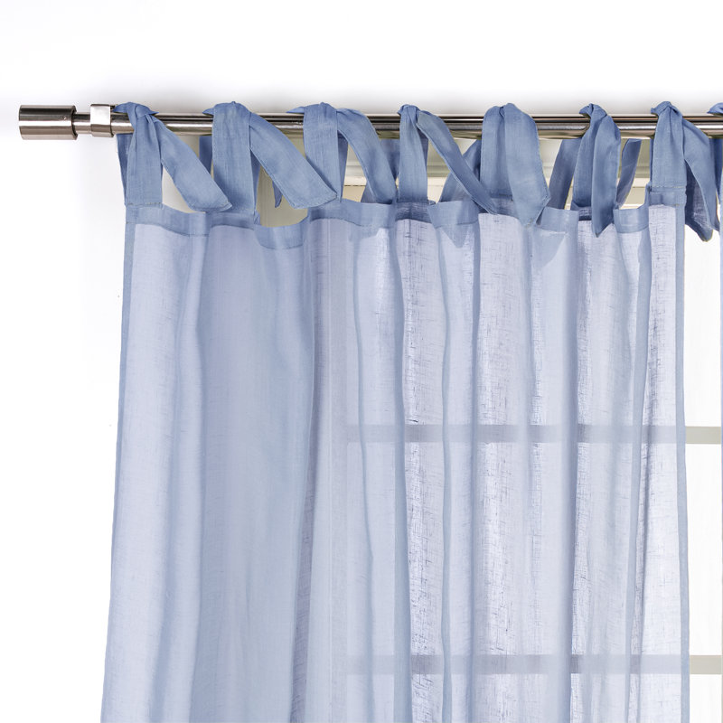 Elyse Polyester Sheer Curtain Panel Pair, 52" W x 84" L, Sky