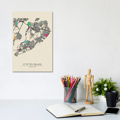 " Staten Island, New York Map " by Ayse Deniz Akerman