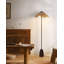 Lampe sur pied rétro en rotin, bois massif et fer forgé