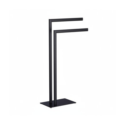 2 Bars Freestanding Iron Blanket Ladder Black