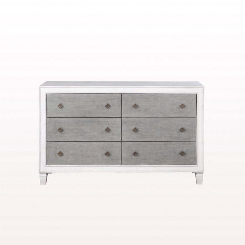 Commode moderne rustique gris et blanc vieilli