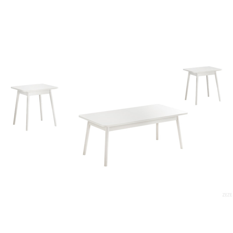 Ensemble de table, ensemble de 3 pièces, café, bout, côté, décor, salon, stratifié, Mid-Century, moderne, Blanc