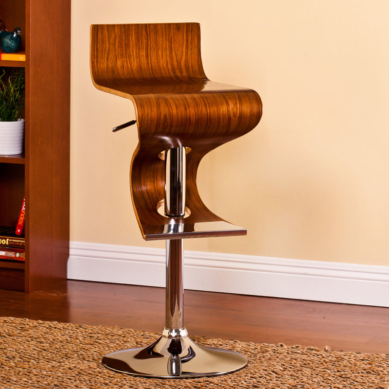 Glen Arbor Swivel Adjustable Height Counter Stool with Solid Wood Frame, Dark Walnut