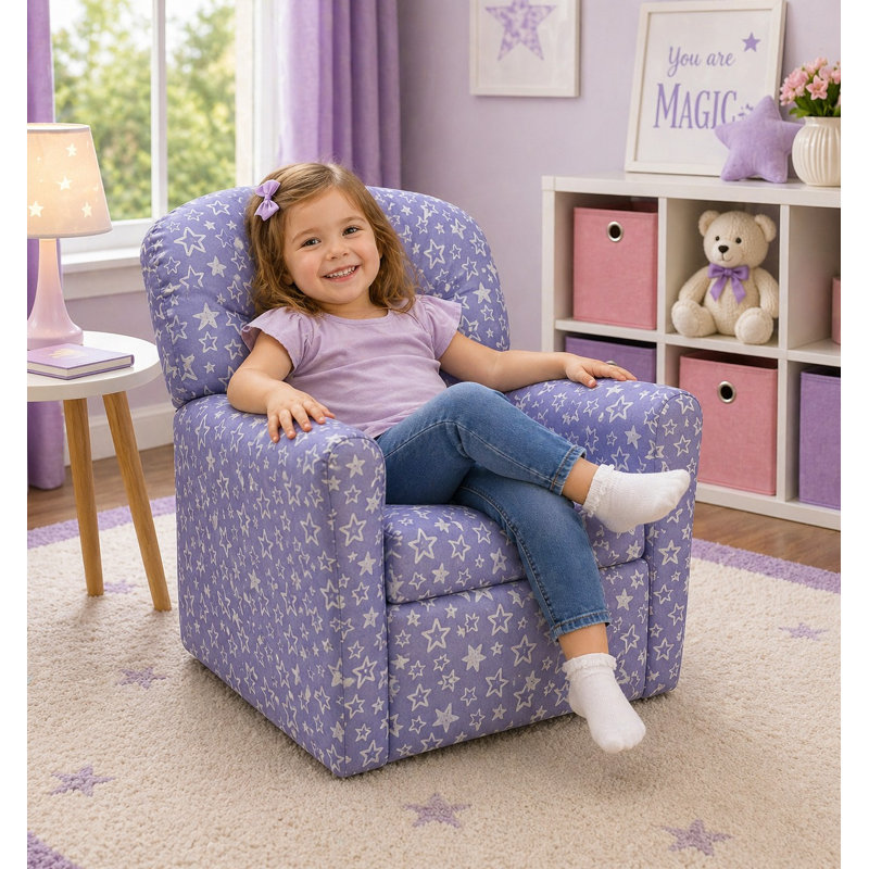 Kids Rocker Recliner Chair in Purple Stars - Multiple Patterns Available!, Purple Stars, Purple Stars