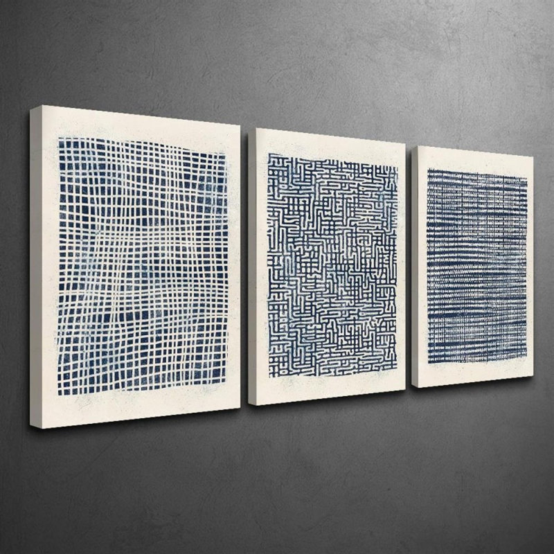 Impression sur toile 3 pièces à motif de lignes minimalistes pour un salon élégant, 24 * 16 pouces 3 pièces