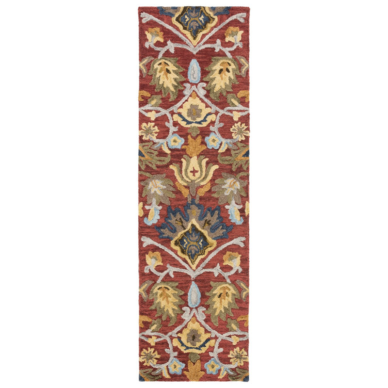 Floral Wool Hand Woven Area Rug, Runner 69cm x 183cm
