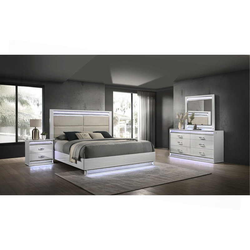 Table de chevet 2 tiroirs de style moderne en bois blanc