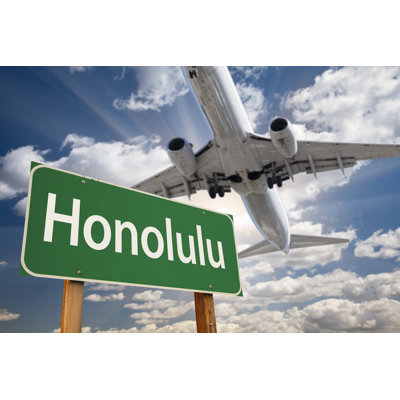 Honolulu Road Sign - Wrapped Canvas Print