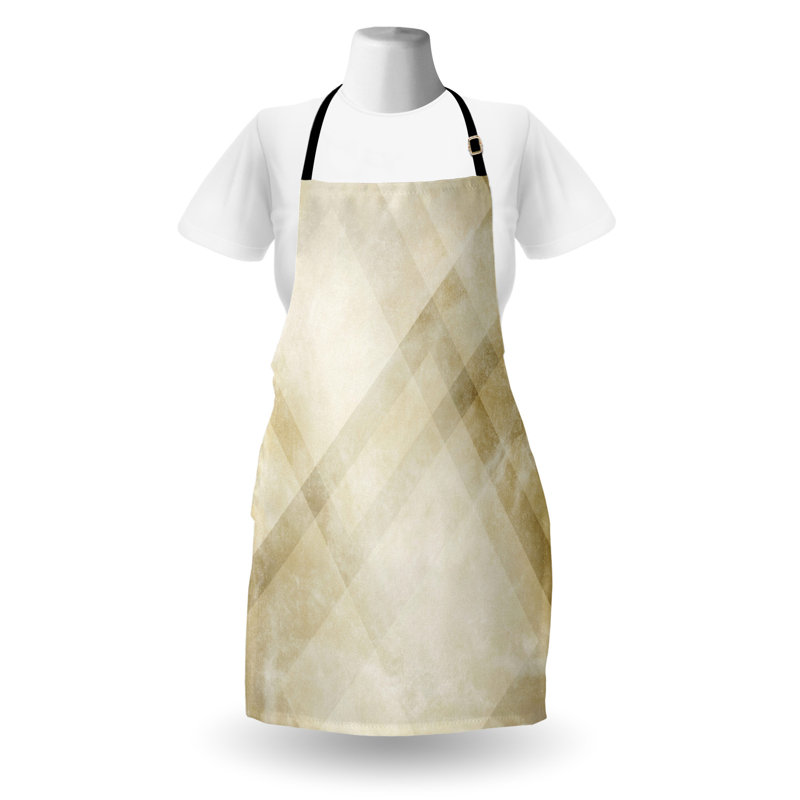Tablier East Urban Home beige unisexe, rayé triangulaire rétro, taille adulte, beige foncé