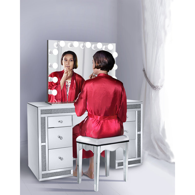 Coiffeuse avec miroir en cristal Chau Glam