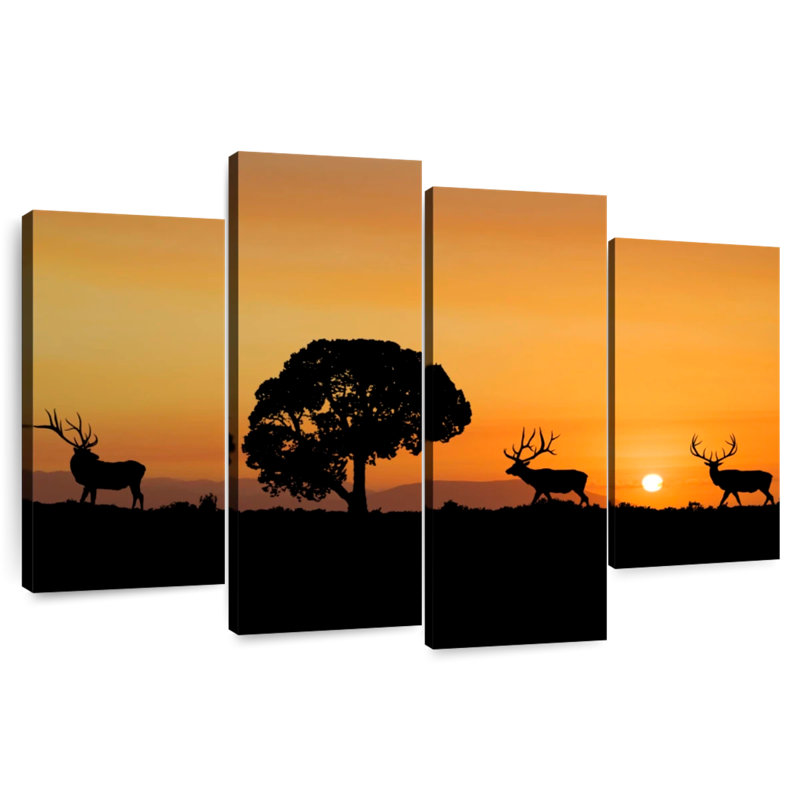 Brampt Elk Sunset, 22" H x 36" W