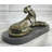Klimas Handcrafted Henry Moore Mountain Lion Bronze Sculpture Marble Base Figurine