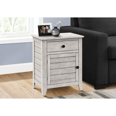 Table d'appoint en placage gris de 63,3 cm (24,94 pouces), avec compartiments de rangement, idéale pour la chambre et le salon - Décoration parfaite