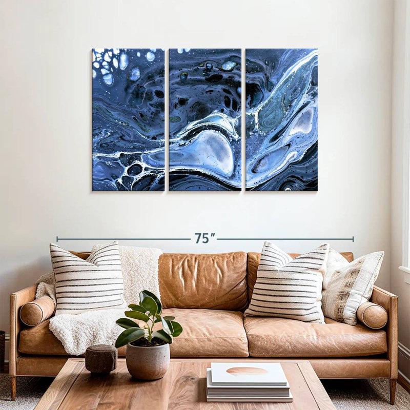 Avery Dark Blue Abstract, 36" H x 57" W
