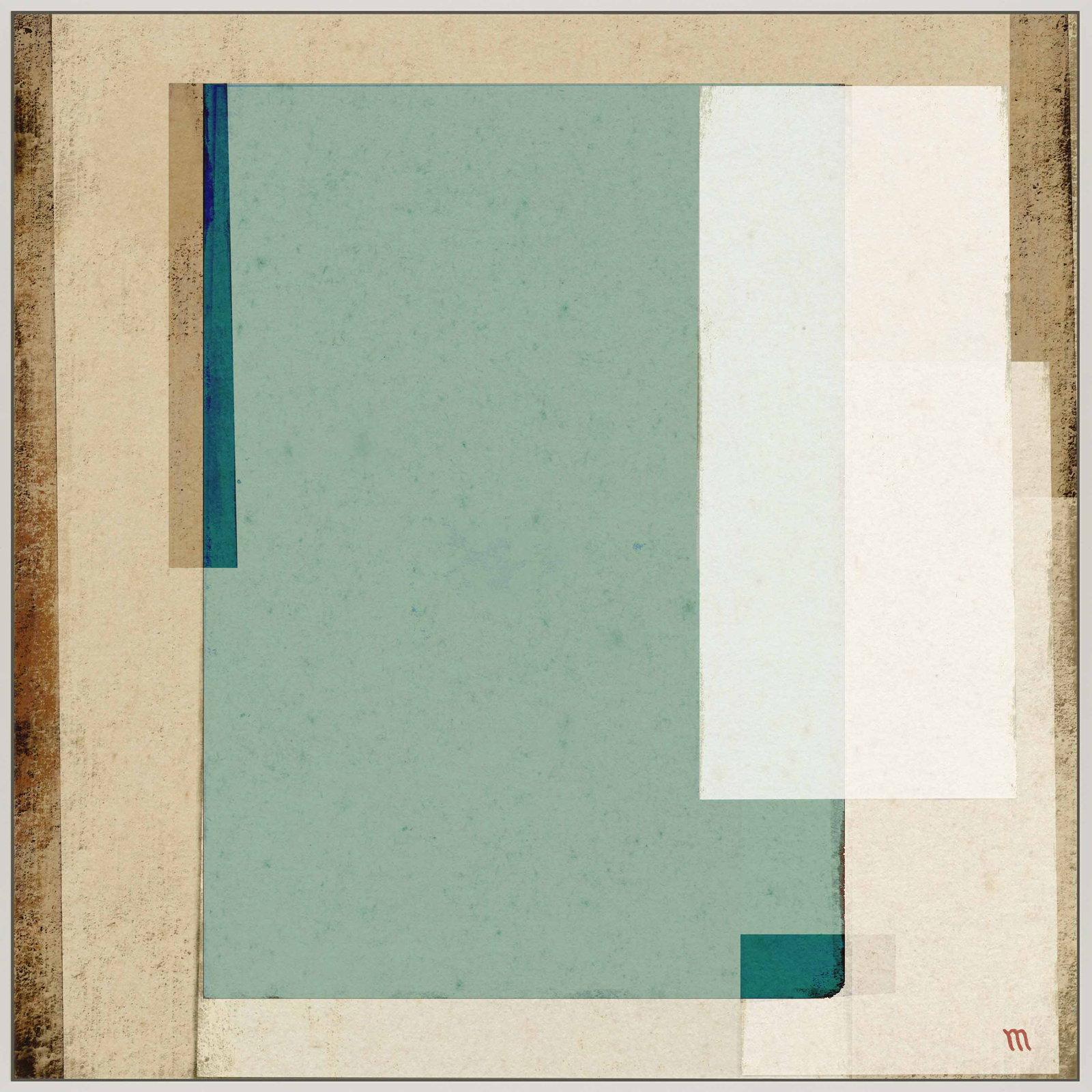 City Scape Aqua 1 Print by Marco Marella, Framed Print Canvas without Mat, 30" H x 30" W, White