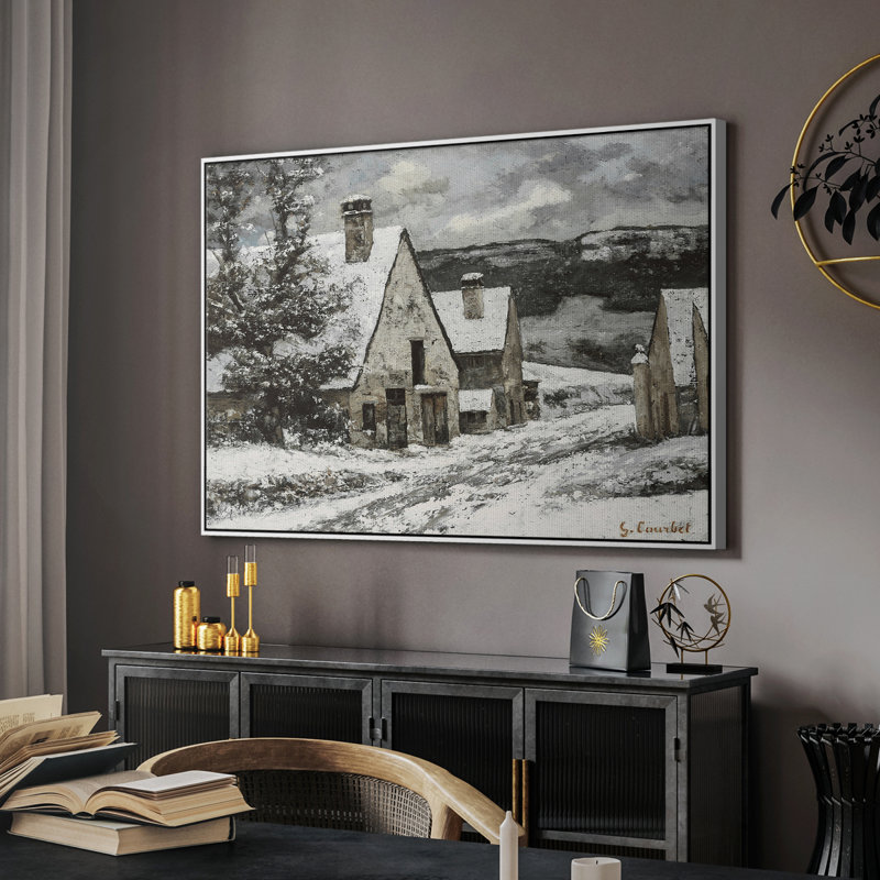 Paysage rétro - DCCXCII, Toile avec cadre blanc, H 25 po x l 37 po x P 2 po