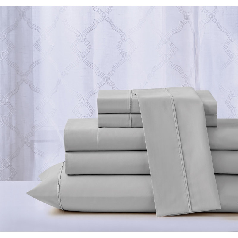  Ensemble de draps 6 pièces Cool Max Kathy Ireland - 6 couleurs, Gris clair