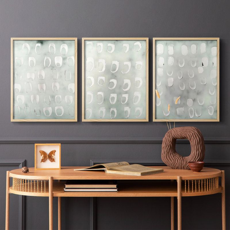 Série abstraite CCXVII - Ensemble de 3 estampes numériques - Prêt à accrocher, Naturel, H 10 po x l 24 po