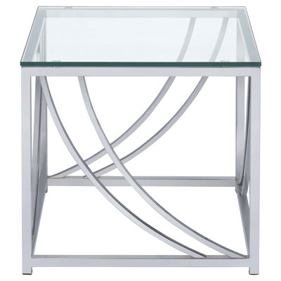Chrome Square Glass Top End Table