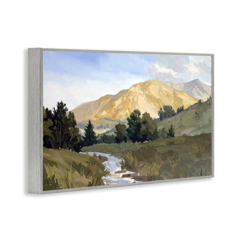 Giclée encadrée par Mountain Divide Valley, conception par Alonza Saunders, H 20 po x l 30 po, Giclée de ferme grise encadrée