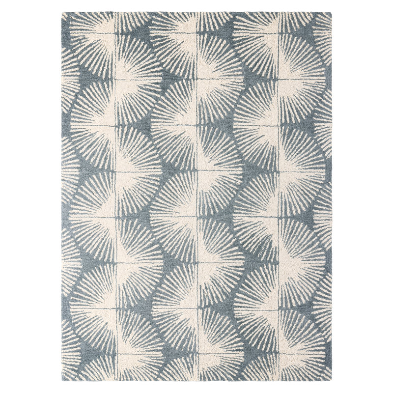 Tapis gris cannelé en laine fabriqué à la main à motif géométrique gris 9 pi x 12 pi NICOLE MILLER New York