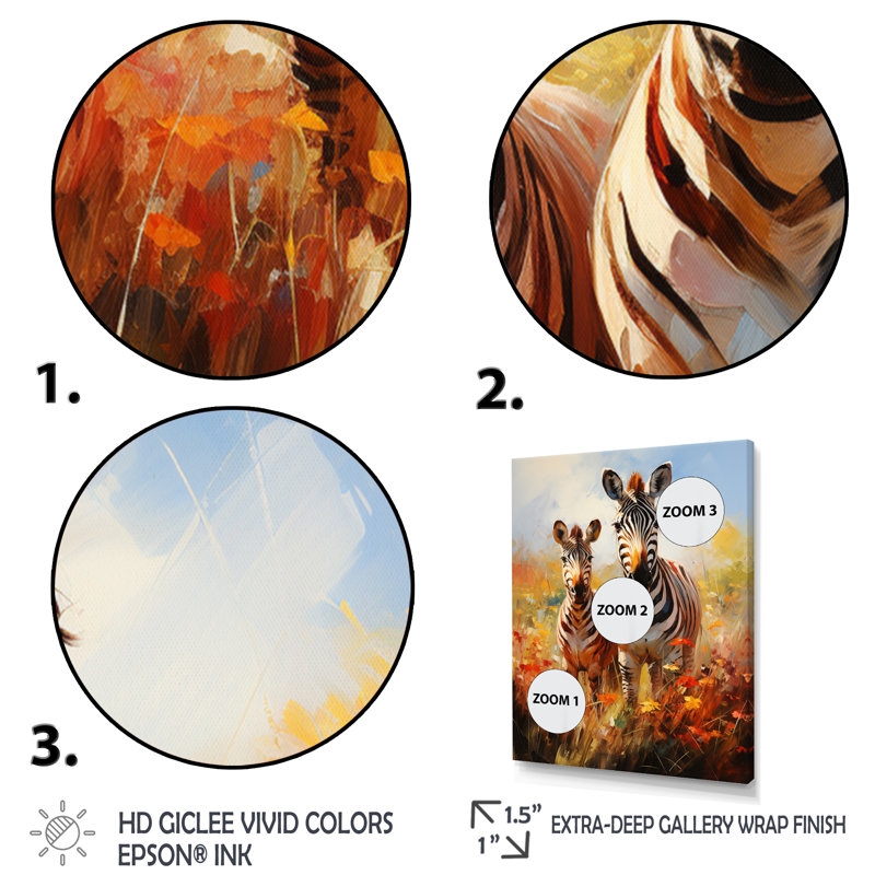 Zèbre impressionniste, zèbres II sur toile, H 40 po x l 30 po x P 1,5 po