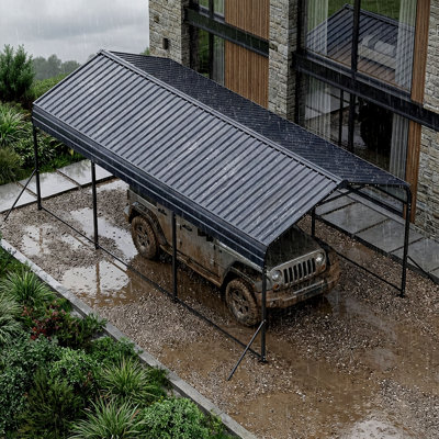 Metal Carport 15 x 10 FT with Reinforced Frame, Windproof Ground Anchors