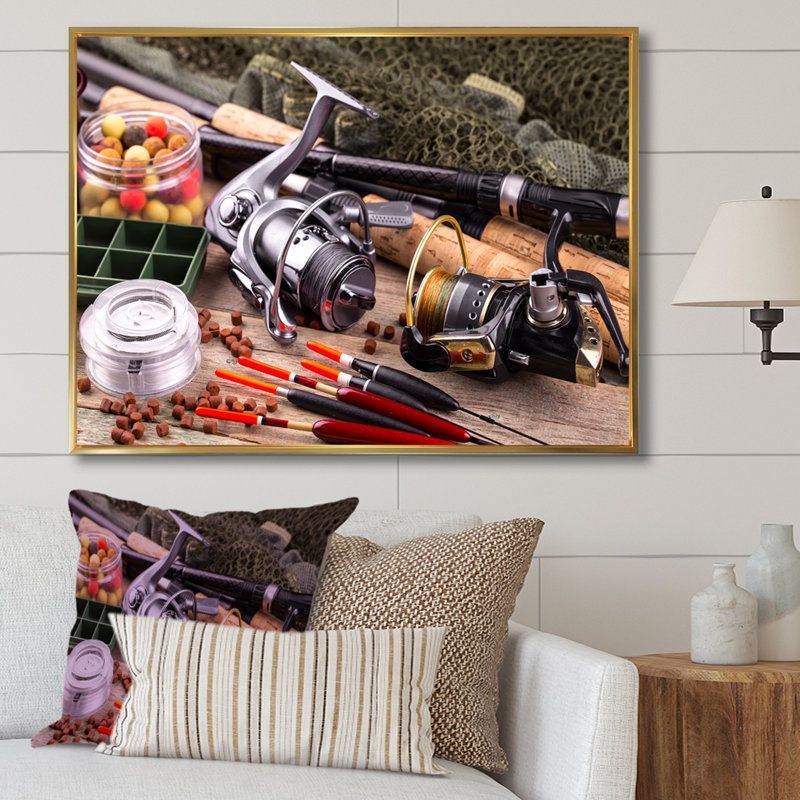 " Fishing Rods And Reels ", 24" H x 32" W x 1" D, Gold Floater Frame