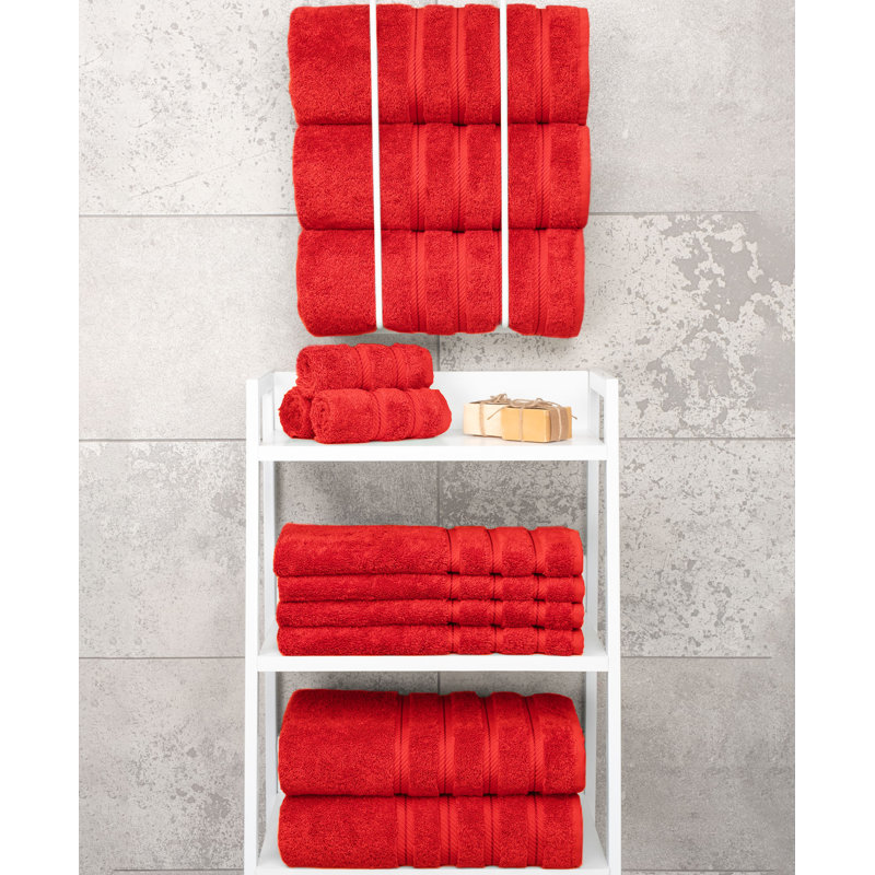 Ensemble de serviettes de bain turques de luxe 100% coton 4 pièces Edison Collection, Rouge