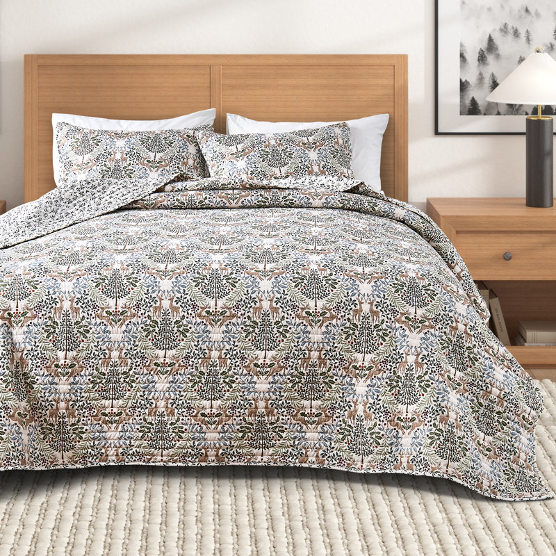 Ensemble de courtepointe réversible en microfibre Holiday Woodland, Simple/Simple TG