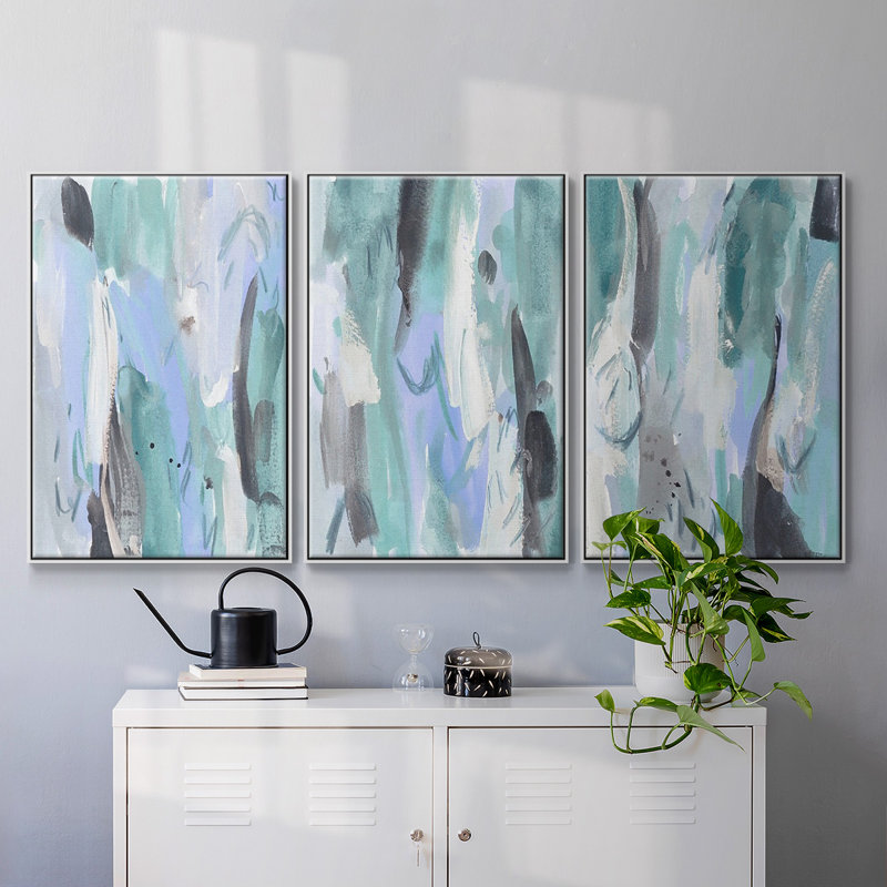 «Ocean Crush I», ensemble de 3 toiles encadrées, Blanc, H 36 po x l 72 po