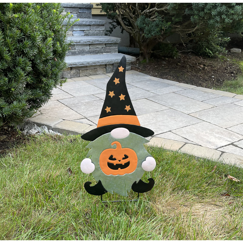 Piquet de jardin d'Halloween citrouille gnome