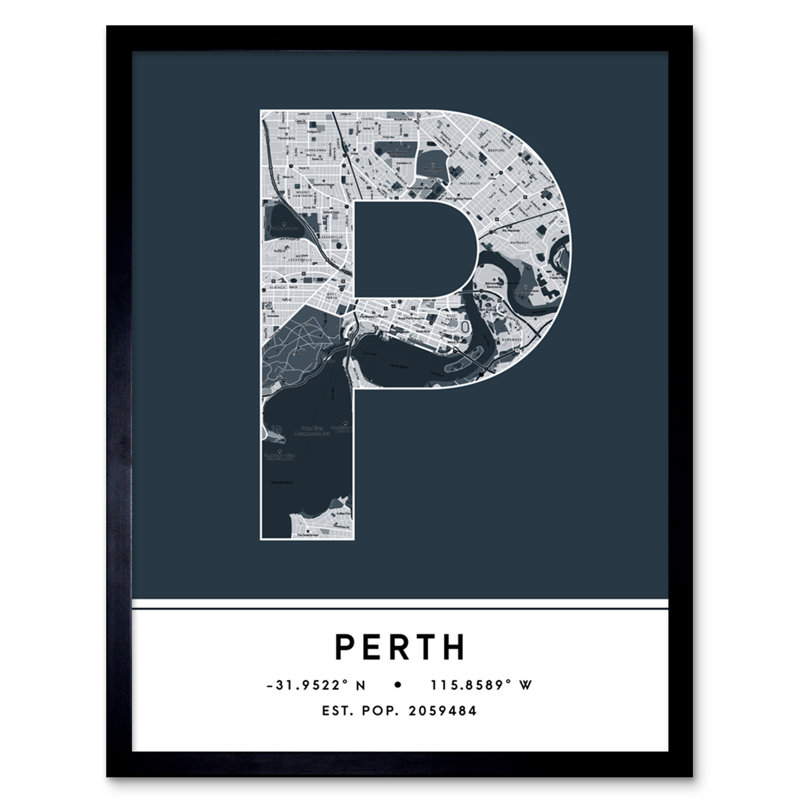 Perth Australia City - Single Picture Frame Typography