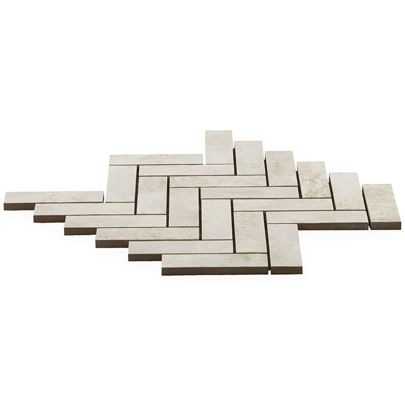 Portrait Herringbone Matte Porcelain Mosaic, Ivory