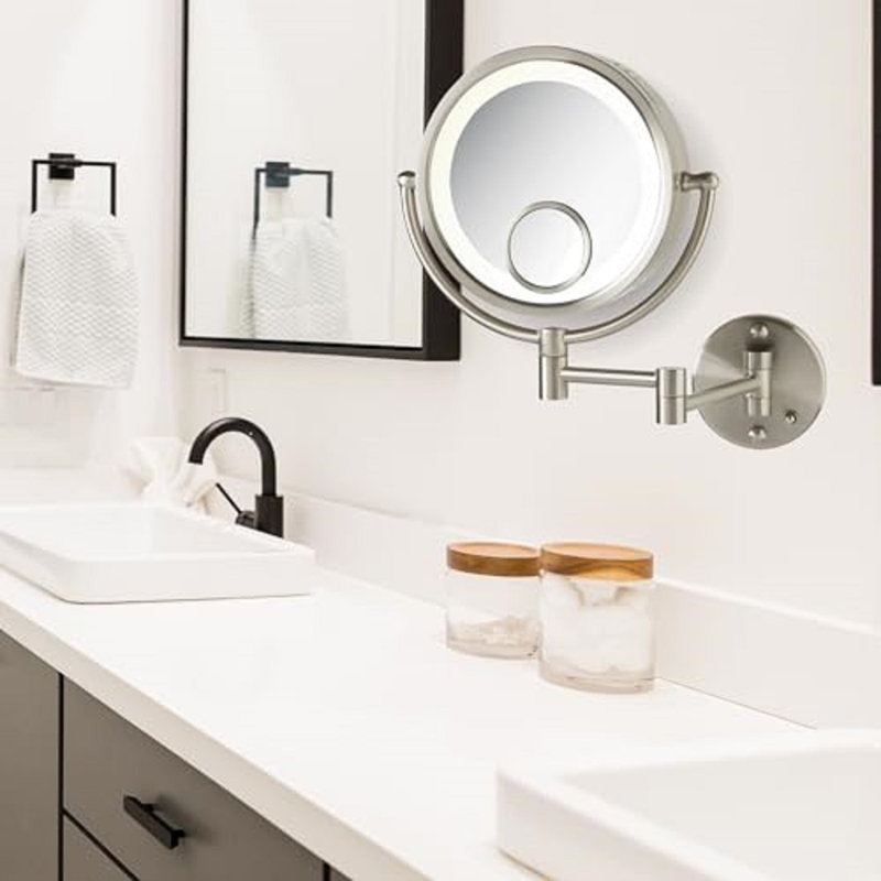 Nickel Round Wall Mounted Fogless Magnifying Mirror