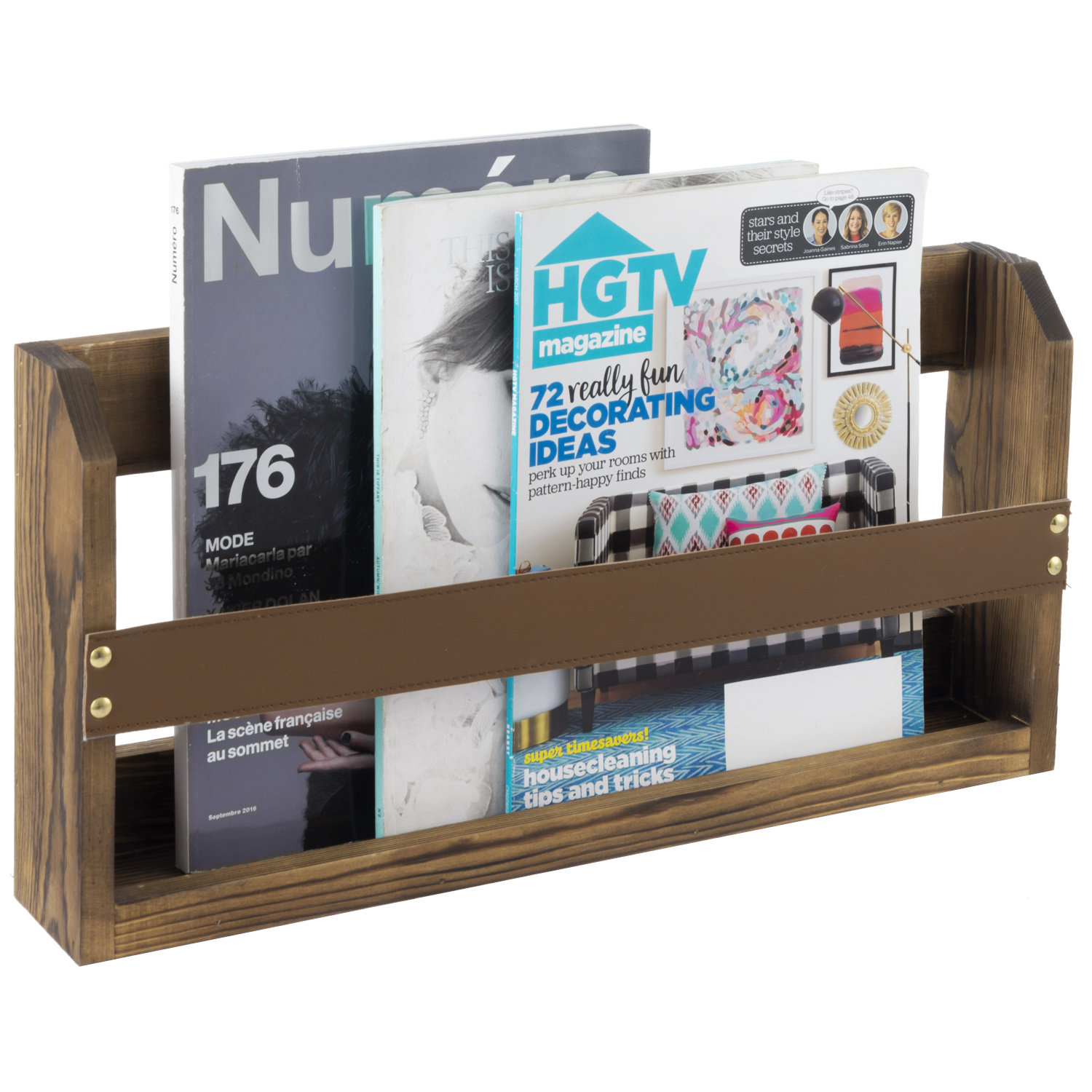 Winston Porter Karryn Wood Doublewide Magazine Rack | Wayfair
