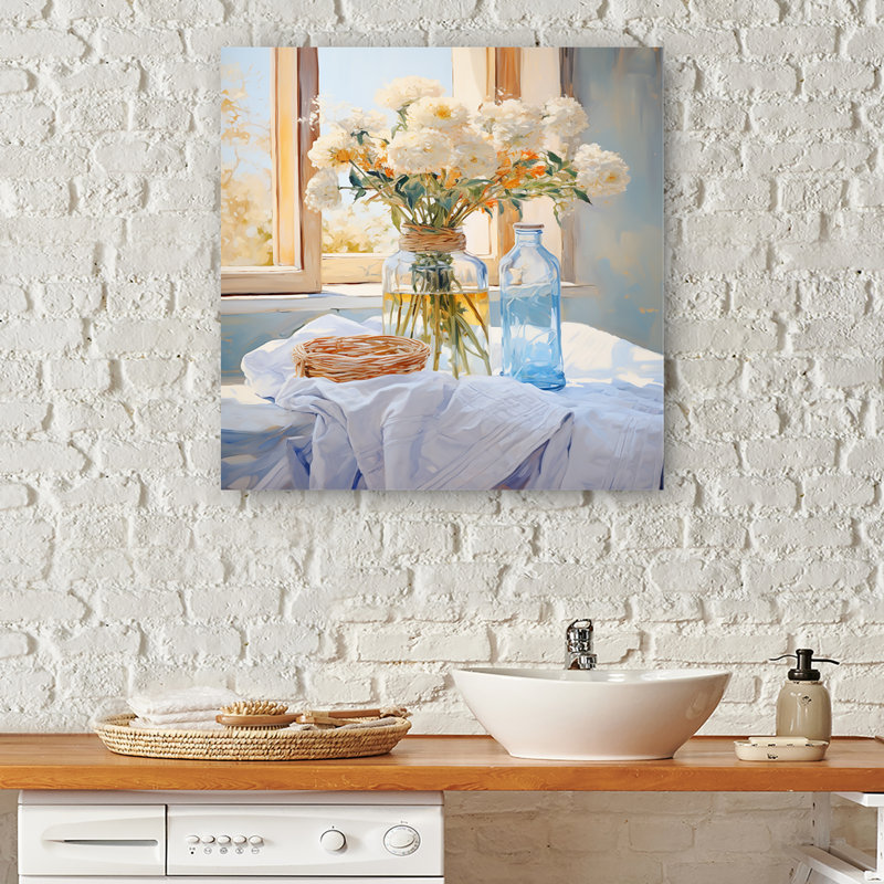 Blanchisserie blanche côtière 6 - Art mural, H 44 po x l 34 po x P 1,5 po