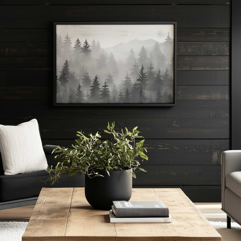 Smoky Pines, 25.25" H x 37.25" W, Single Picture Frame Polished Gold