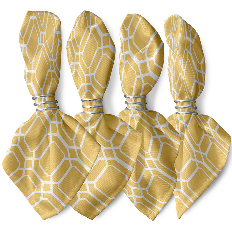 Landel Polyester Geometric Square Napkin, Yellow