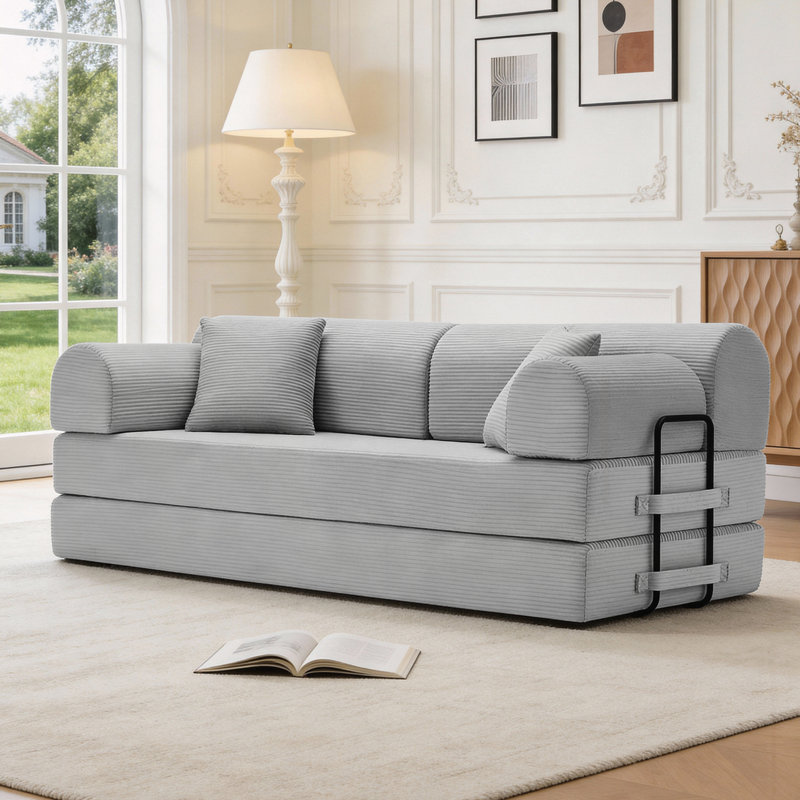 Canapé-lit convertible, Tissu gris