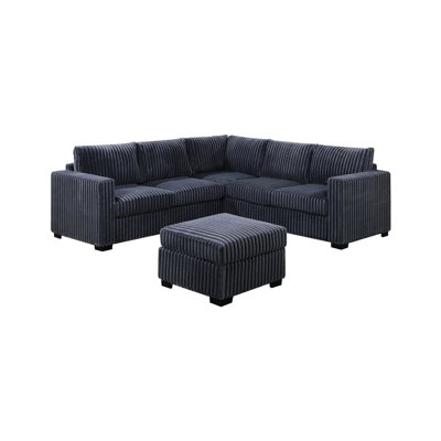 Contemporary, 4, L-shaped, Dark Gray, Sectional, Corduroy, Square Arms, , Living Room Party 4 Sectional , Contemporary Design