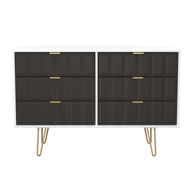 Allem 115cm W 6 - Drawer Chest of Drawers, Graphite/White
