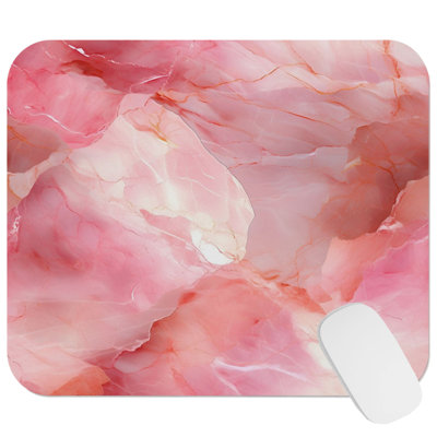 Abstract Pink Geode Crystal Dream III Crystals Geode Modern Marble Agate Fractal Gaming Cute Office Laptop Desk Pad Gift Mat Square Rectangle Non-Slip Mousepad