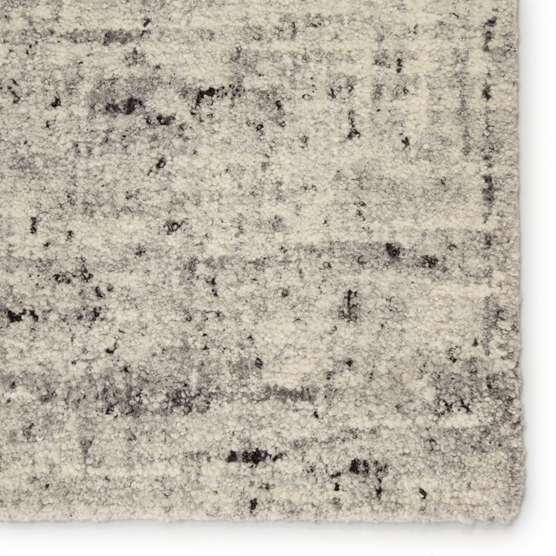 Macklin Wool Area Rug in Beige/Black, Rectangle 5' x 8'